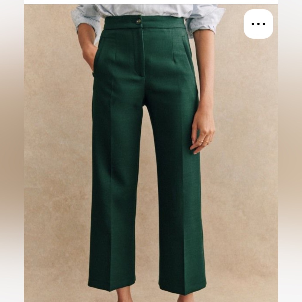 Sezane Martin Crop Trousers Dark Green - Size 6